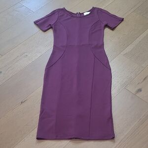 NWT Iconic by Unique Vintage Dress Women's sz L Eggplant Short Sleeve Midi